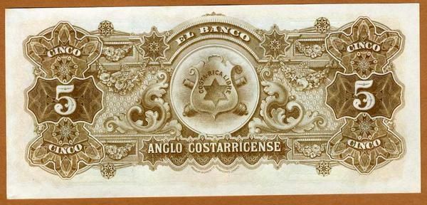 Costa Rica, 5 Colones, 1911   1917 P S122r, aUNC  