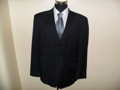 SUIT BY NEXT SUPER 110S PINSTRIPE BLACKS GOOD CON 46R 38WX31L GEN 