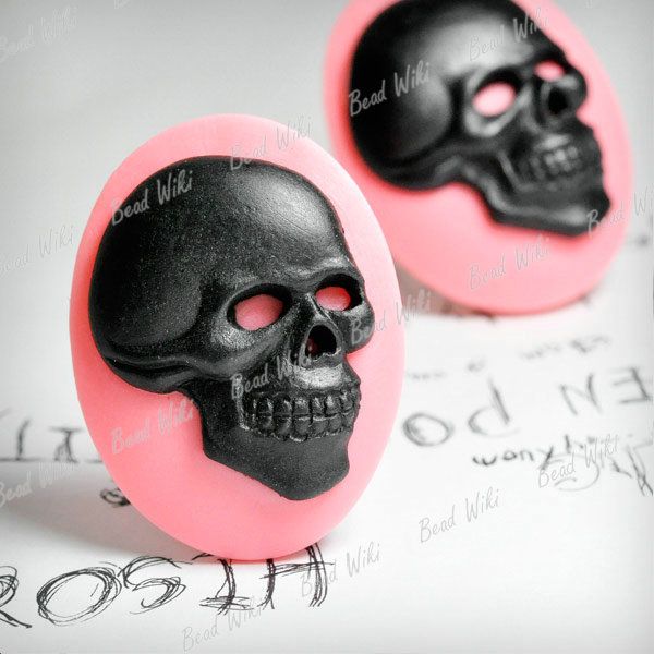   Flatback Vintage Skull Oval Resin Cameo Cabochon Bead 40×30mm RB759 4