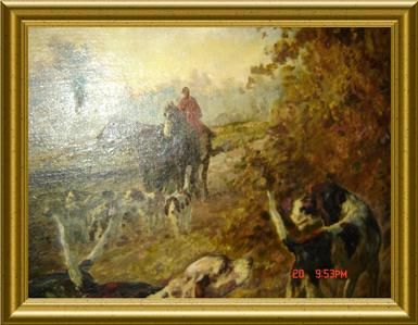 ANTIQUE France *IMPORTANT* CALVÈS Marie Didière DOGS & FOX HUNTING 