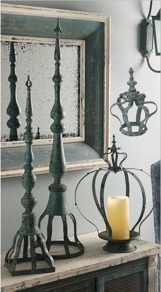 Antiqued Metal Finial Table Decor 9.8x41.5   32580  