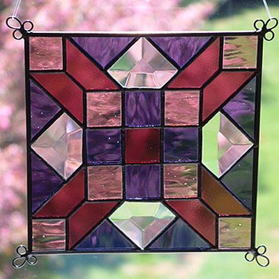 NEW 6 Stained Glass Quilt Pattern Panel Suncatcher 601  