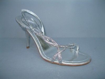 RENE CAOVILLA SILVER CRYSTAL SANDALS HEELS NEW NIB 36  