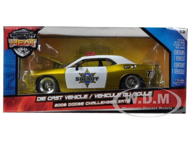 2008 DODGE CHALLENGER SRT8 SHERIFF GOLD 1/24 DIECAST CAR MODEL BY JADA 