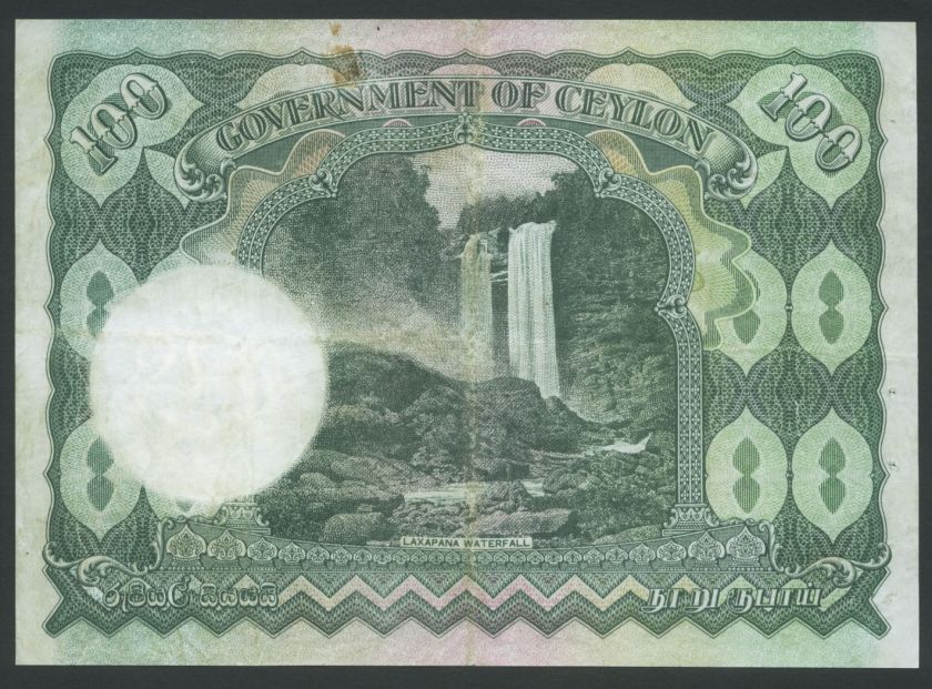 1945 CEYLON 100 RUPEES SRI LANKA P 38 KING GEORGE VI  