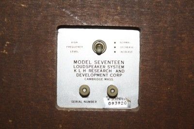 KLH Loudspeaker System Model Seventeen GOOD SOUND  