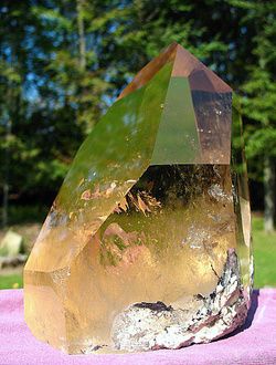 BIG Polished Citrine Crystal w Channeling Formation  