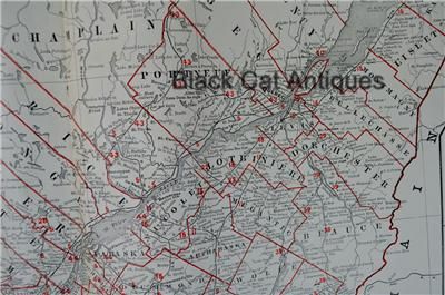 1898 RAILWAY Map of QUEBEC 26 X 19 in. Original Antique Rand McNally 