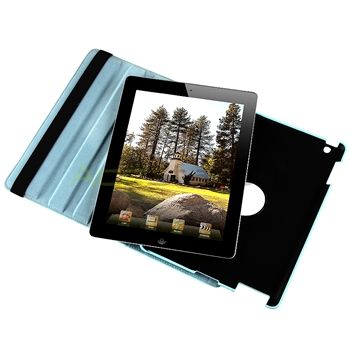 For iPad 2 Aqua Sky Blue 360 Rotating Smart Cover Stand Leather Case 