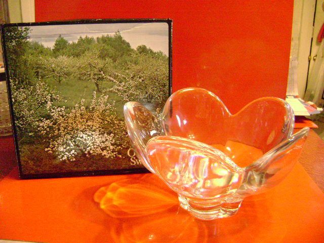 ORREFORS POMONA CRYSTAL BOWL IN BOX SKAL BOWL  