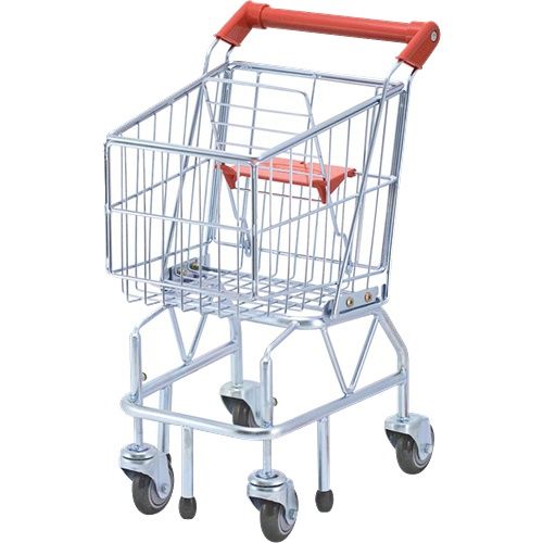 Kid size shopping cart is easy to maneuver, fun to fill, and built to 