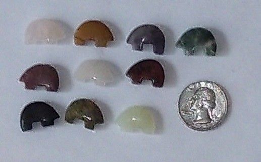 10 Semi Precious Gemstone Zuni Bear Beads  