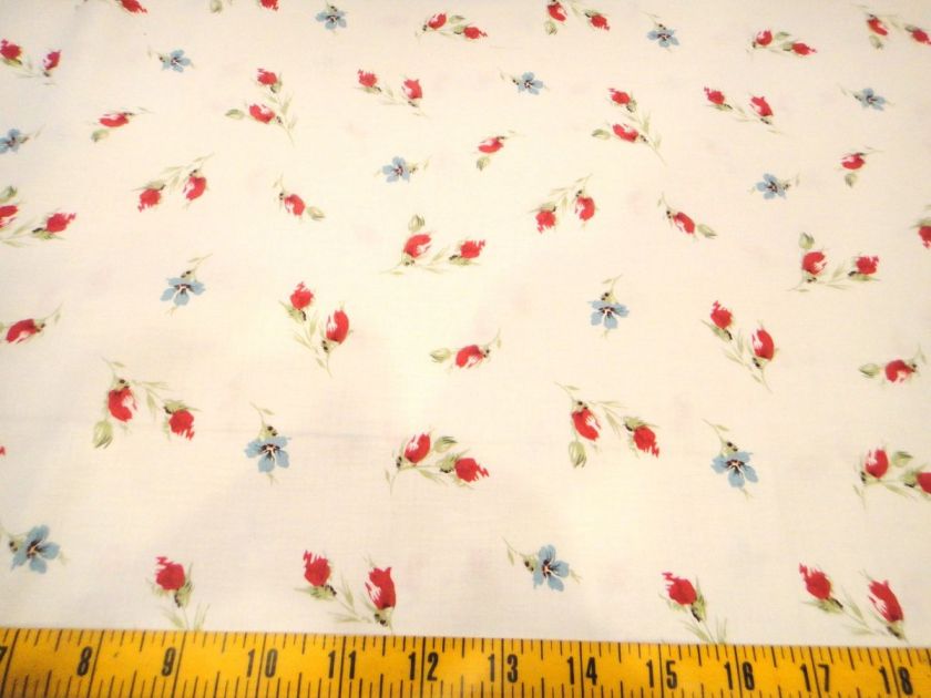   in Bloom Cotton Fabric Red Rosebuds Toss Maywood Fabric  