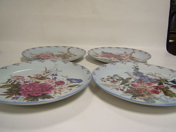 Floral Fancies 4 plate set WS George Garden Birds  