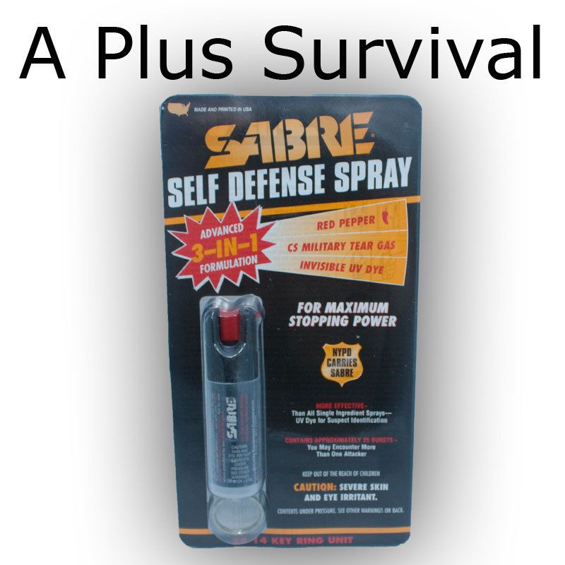 Sabre Pepper Spray Keychain .54 oz CS Military UV Dye  