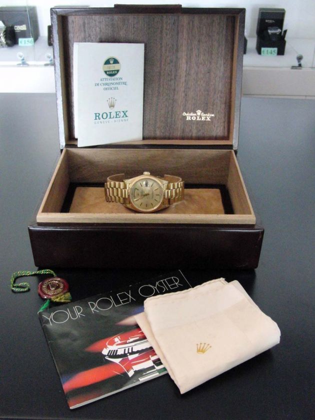 ROLEX OYSTER PERPETUAL DAY DATE 18038 GOLD 18k 36mm PAPERS BOX 