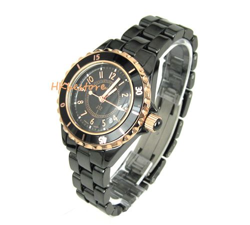 Ceramic Black&Gold Lady High Quality Quartz Wrist Watch X22L  