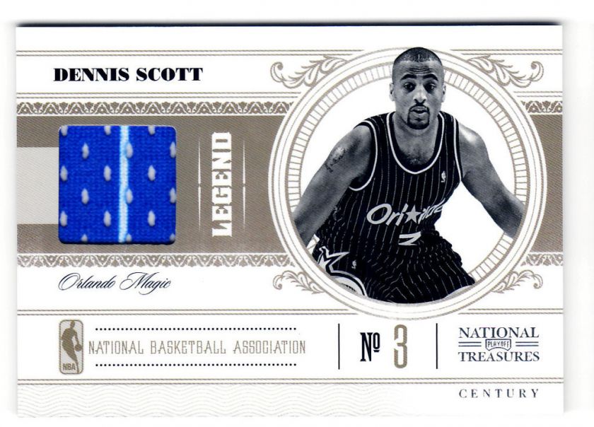 2010 11 National Treasures DENNIS SCOTT magic CENTURY LEGEND JERSEY 22 