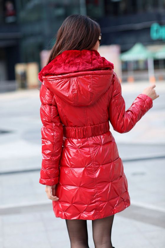 2011 Europe and America Womens Bright Fabric With Cap Long Coat 