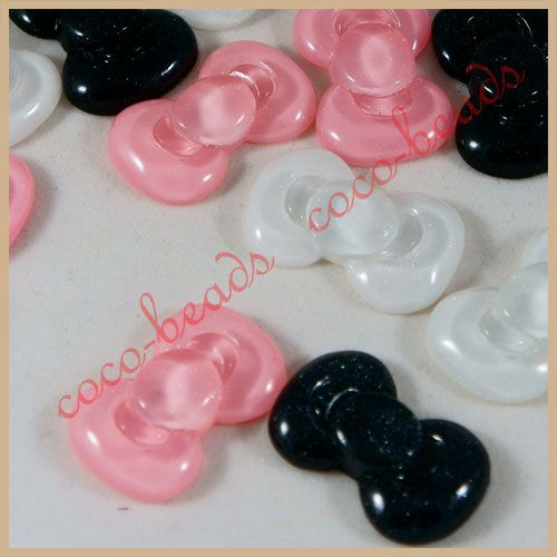   Kawaii Glitter Kitty Cat Ribbon Bows Flatback Lucite Resin Cabochons