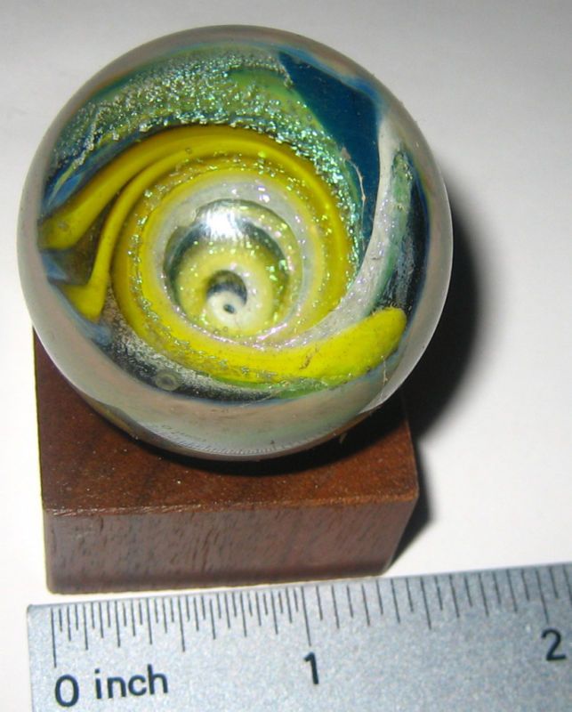 HAND BLOWN DICHROIC GLASS VORTEX MARBLE 1.5 35mm  