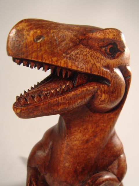 Bali Hand Carved Wood Sculpture T Rex Tyrannosaurus Dinosaur