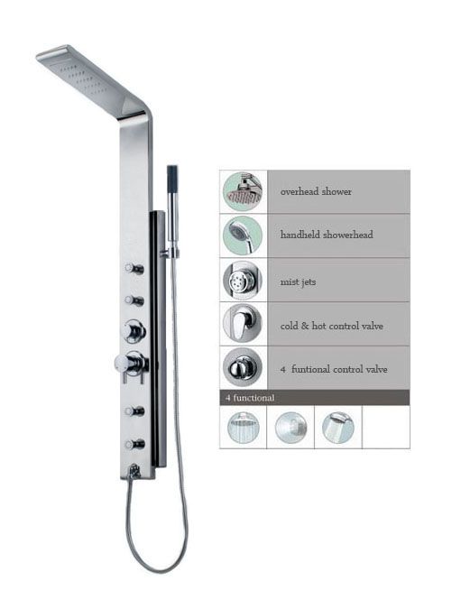 Stainless Steel Rainfall Shower Panel Tower Tub Jet Spa  