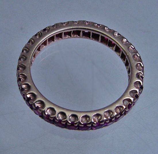 Beautiful 14K Pink Gold Ruby Eternity Ring Band  