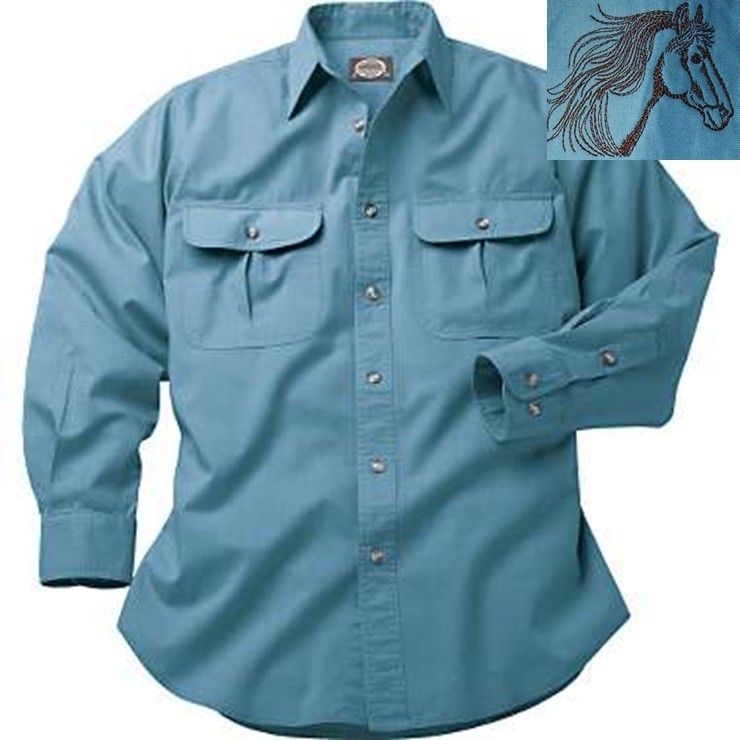 Womens Lades Long Sleeve Soft Canvas Trail Shirt Flowing Horse Mane 