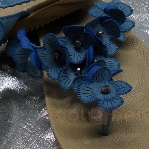 Nice Womens Blue Flowers Flip Flops Flat Shoes Deborah 10 Blue All 
