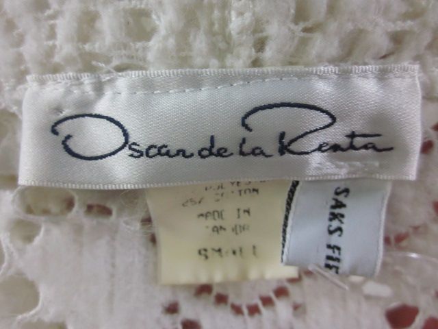 OSCAR DE LA RENTA White Crochet Long Robe Sz S  