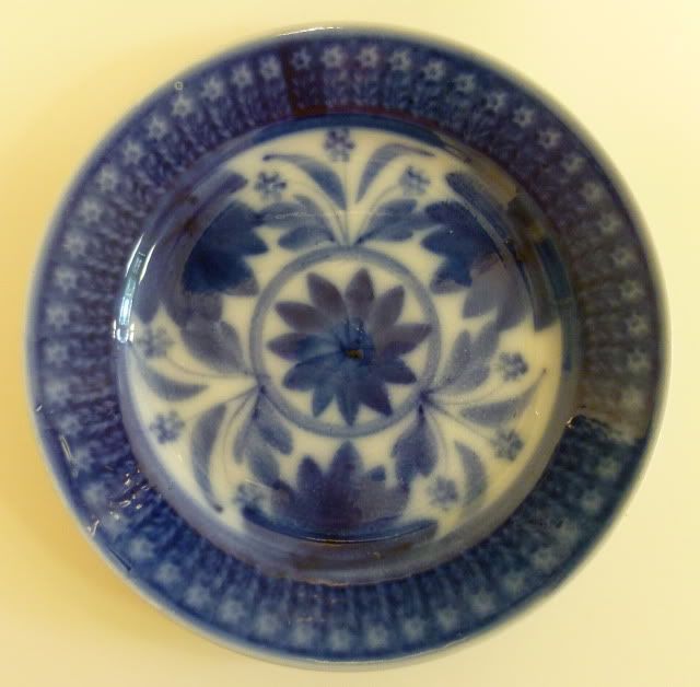 Antique 1800 Maestricht Holland Flow Blue Floral Plate  