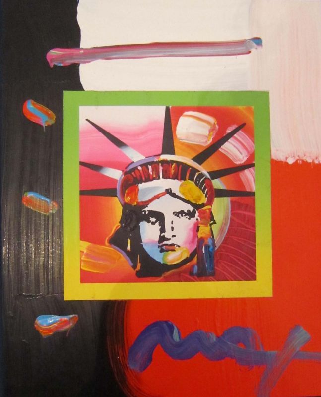 Peter Max Liberty Head II On Blends #1588 Mixed Media  