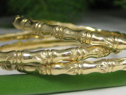 Rare MINGS Honolulu Bamboo Bangle Bracelet 14k Gold  
