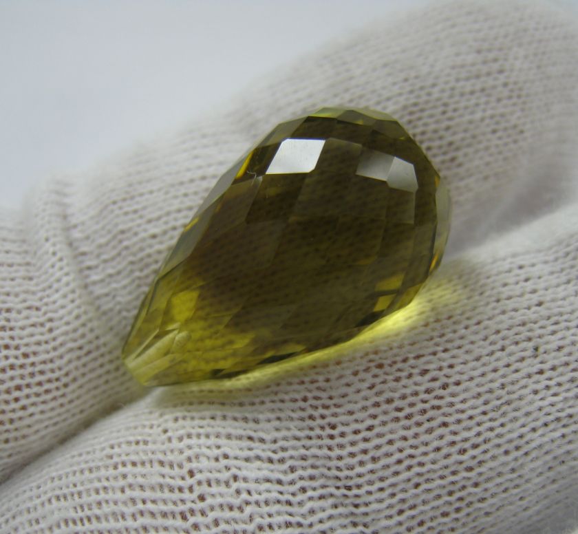   Carat Briolette Cut Natural Lemon Drop Quartz Gemstone 22x13mm  