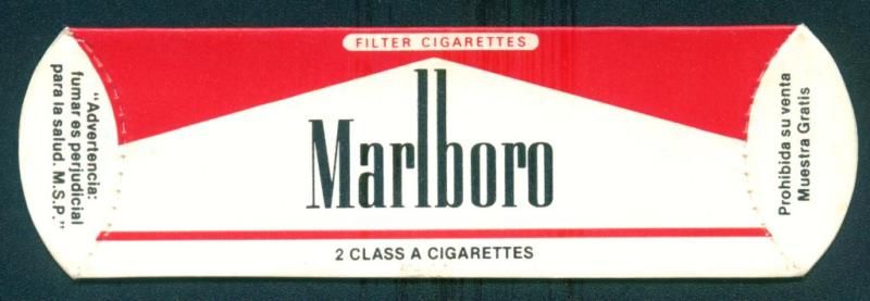 MARLBORO 2 CLASS A CIGARETTES PACKAGE EMPTY URUGUAY  