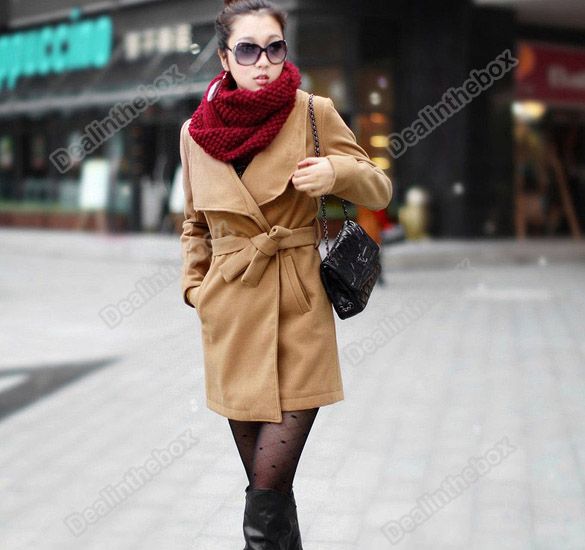   New Womens Woolen Fabric Wide Lapels Coats Jackets Fashion  