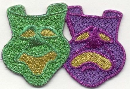 Mardi Gras Happy/Sad Faces/Mask Iron On Applique  