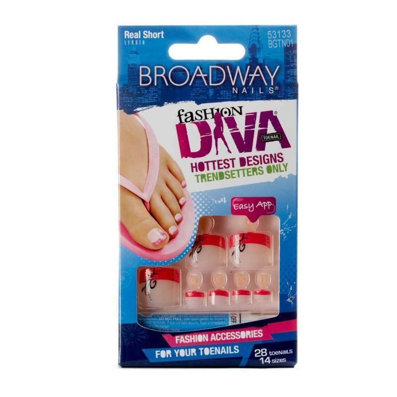 Broadway Fashion Diva Real Short Toenails Hottest Designs # 53133 