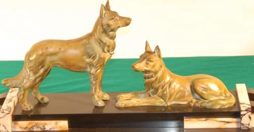 French Art Deco Statue   Dogs  
