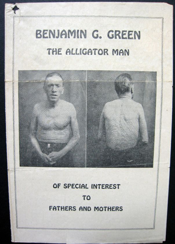 ALLIGATOR MAN BEN GREEN Circus Side Show Freak Booklet  