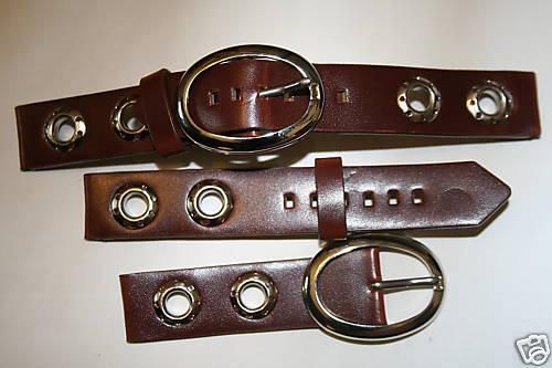 Brown HALF BELT silver BUCKLE leather grommet DIY 6  