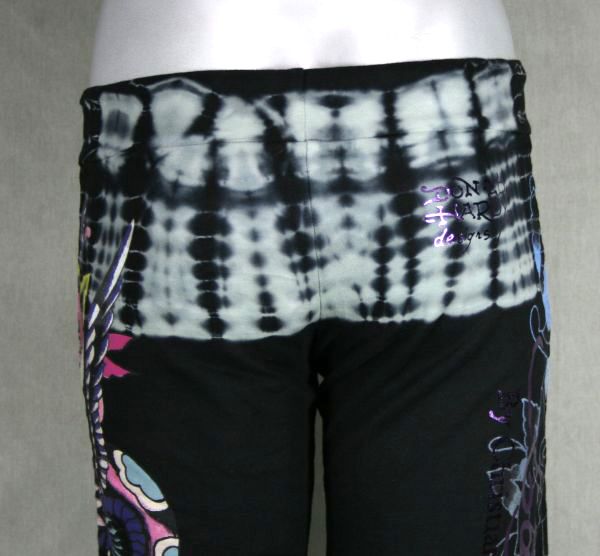 Ed Hardy Womens lounge Pants tie dye capris Dragon  