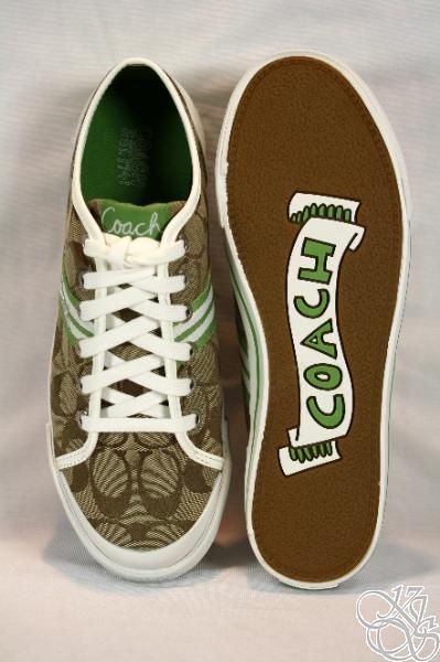 COACH Folly 12CM Stripe Webb Grass Sneaker Shoes size 9  