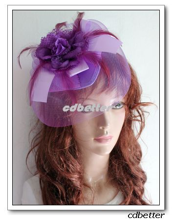 Flower Birdcage Feather Veil Millinery Hair Fascinator  