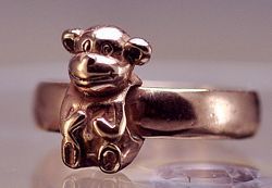 Rose gold plated monkey Sterling silver ring Jewelry  