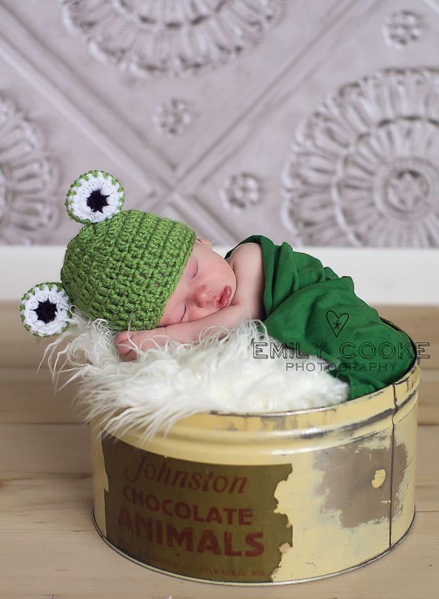 Photo prop   Crochet animal frog beanie hat for newborn baby boy and 