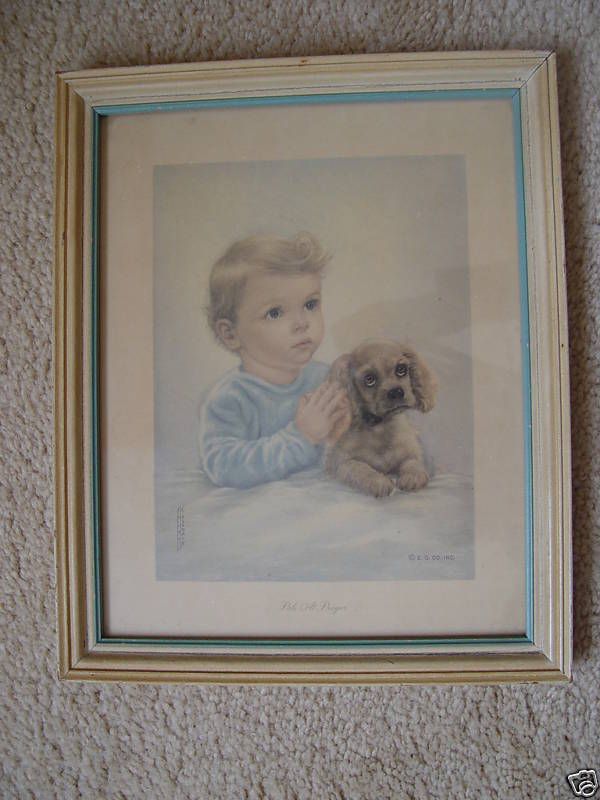 Kasabach Vintage Print Pals at Prayer Boy with Dog  