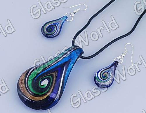 12sets Drop Lampwork Glass Pendant Necklaces+Earrings  