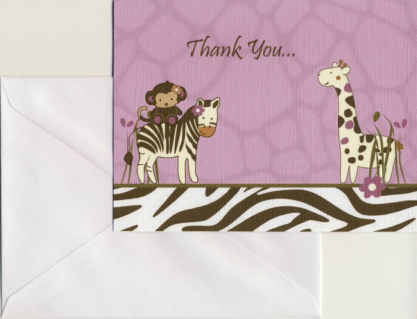 24 Printed CoCaLo Jacana Baby Shower Folded Thank You Cards   Girl 